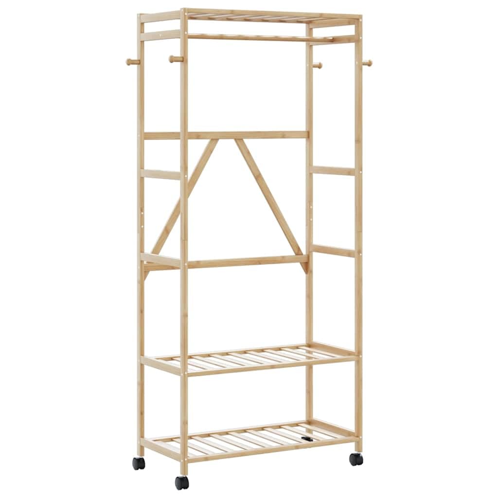vidaXL Perchero con estantes y ruedas 90x40x179,5 cm bambú