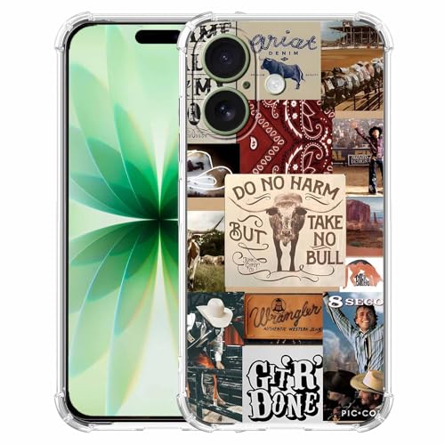 Coque iPhone 17 protection souple anti-rayures pour amateurs de vaches et style cowboy