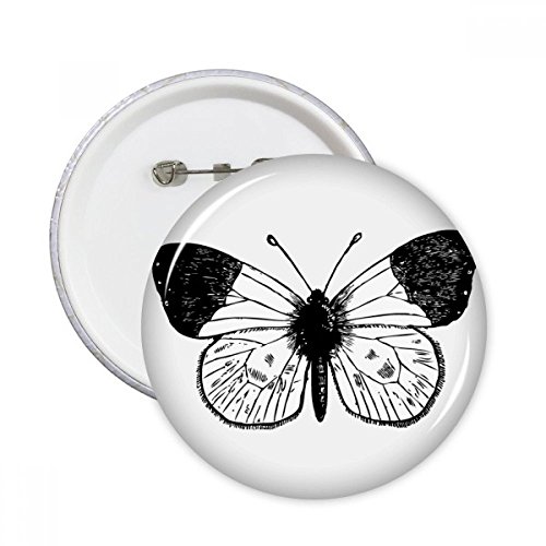 Cadeau décoration vêtements lot 5 badges ronds motif ailes papillon blanc multicolore