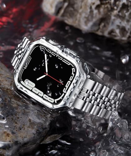 Image of BINLUN Compatible with Apple Watch Band 49mm 46mm 45mm 44mm 42mm 41mm 40mm 38mm for Men Women, Stainless Steel Metal Strap with TPU Case Fit for iWatch Series Ultra /SE3 /11 /10 /9 /8 /7 /SE2 /SE /6 /5 /4 /3 /2 /1