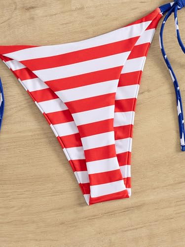 Image of Tainehs Women's Sexy Halter Thong Bikini Tie Two Sides Bottom Triangle Bikini Swimsuits