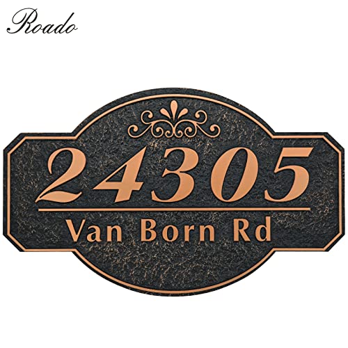 Address Plaque Hand-Carved - Personalized Home Address Plate Sign House Number Plaque Sign For House,Apartment,Garden,Street Brick Wall Outside - 911 Visibility - Any Fonts Large Options- Metal And Acrylic - 13.8 X 8.5 Inch #TOP3