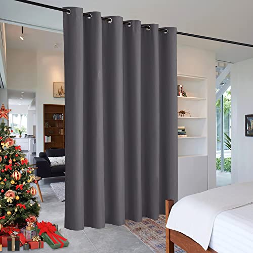 Image of RYB HOME Extra Wide Curtains for Divider Room Separation Soundproof Temporary Door Curtains for Bedroom Closet Office Home Theatre Garage Living Room Privacy Drop Cloth, W 120 x L 84 inches, Grey