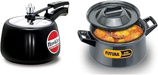 HAWKINS Contura Hard Anodised Aluminium Pressure Cooker, 3 litres, Black & HAWKINS Futura Hard Anodised Handi Sauce Pan, 3... Price In India