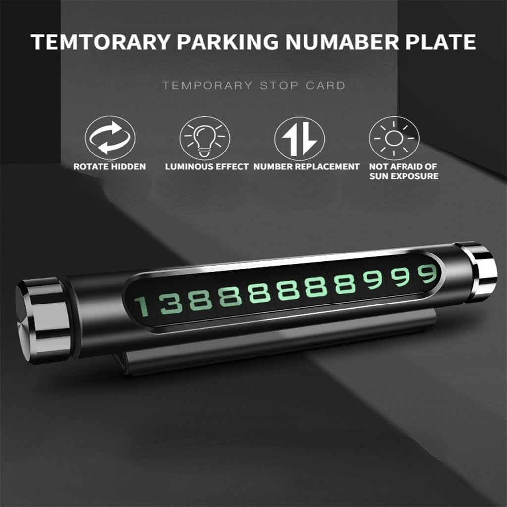 Universal Car Temporary Parking Card Rotate Phone Number Plate Aluminum Stickers Park Stop