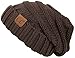 Funky Junque Trendy Warm Oversized Chunky Soft Oversized Cable Knit Slouchy Beanie (Brown)