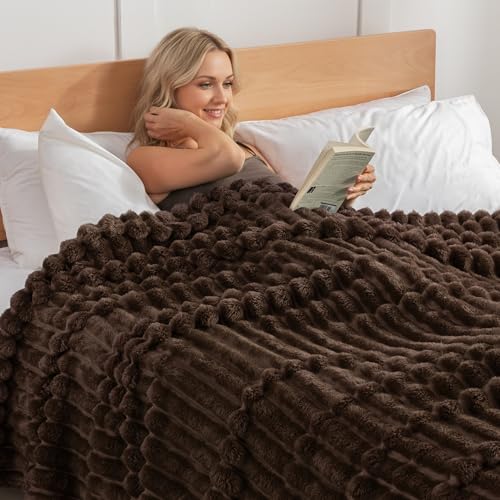 Exclusivo Mezcla Kuscheldecke Flauschig Fleecedecke Flanell Decke, Leichte und Warme Sofadecke Couchdecke für Ganzjahreszeit, 150 x 200 cm Braun