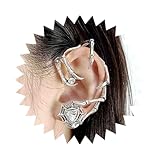 Iaceble Gothic Spider Web Ear Wrap Earrings Punk Silver Ear Crawler Earrings Rhinestone Ear Cuff Earrings Skull Hand Ear Climber Earrings Jewelry for Women