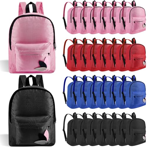 Amylove 24 Pcs Classic Backpacks Bulk 14 Inch Back Packs for Boys Girls Assorted Colors Backpack Unisex School Bag Bulk for Daypack (Vivid Color)