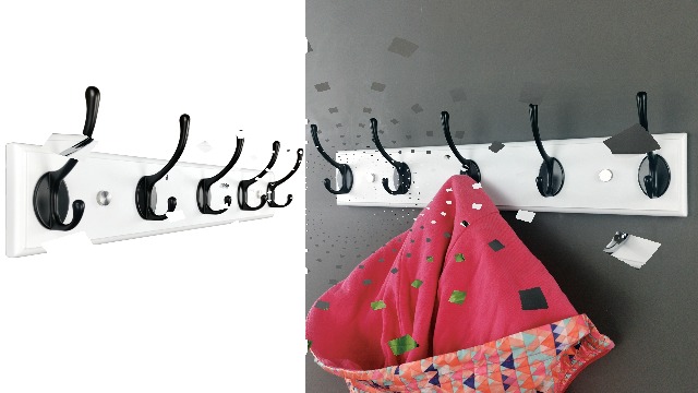 Appendiabiti Da Parete In Legno Con 3 Ganci - Bianco E Nero, Per Camera Bambini, 31cm - Foto 14