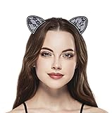 Lux Accessories Halloween Black Lace Cat Ear Cosplay Party Costume Accessory Headband