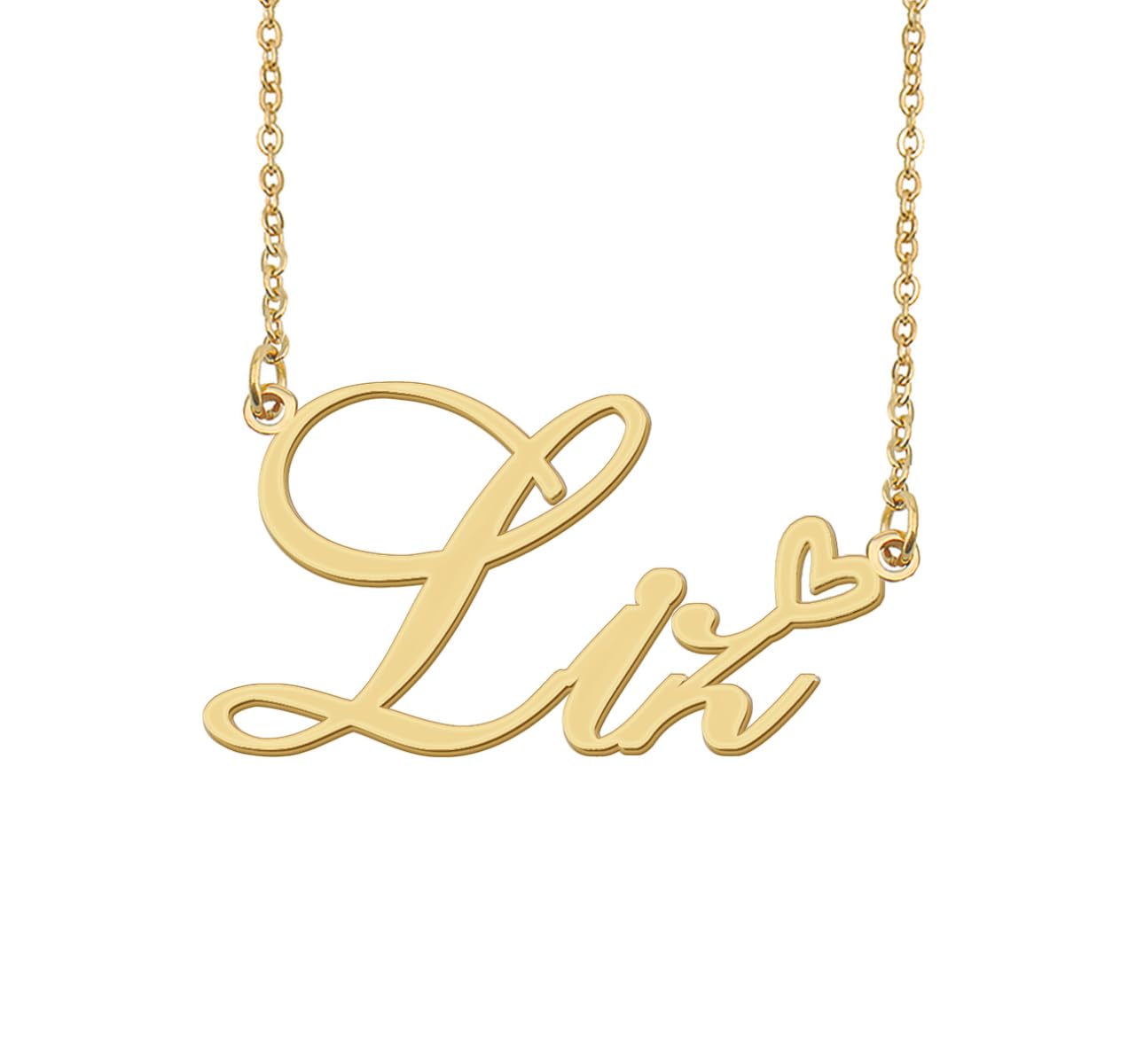 AoloshowPersonalized Heart Name Necklace Gold Custom Any Names Stainless Steel Jewelry for Womens Graduation