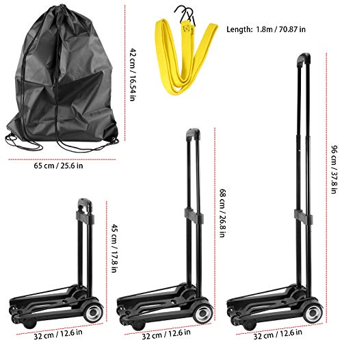 Hozeon Folding Hand Truck, 55 Lbs 25 Kg Heavy Duty Solid Construction Utility Cart For Luggage, Lightweight Compact Portable Fold Up Dolly For Luggage, Travel, Shopping Moving, Office, Black #TOP1