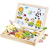 Bino 88117 Puzzel, 102 stuks, met dubbelzijdig magneetbord, viltstift, gum en krijt, voor kinderen vanaf 3 jaar…