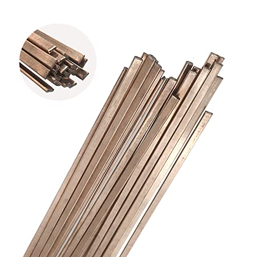Copper Welding Rods 20 Pcs Flat Bar Tig Welding Sticks Copper Brazing Rods 0% Silver Phos 0.050"X1/8"X14" Arc For Air-Conditioners, Refrigerators And Freezers #TOP2