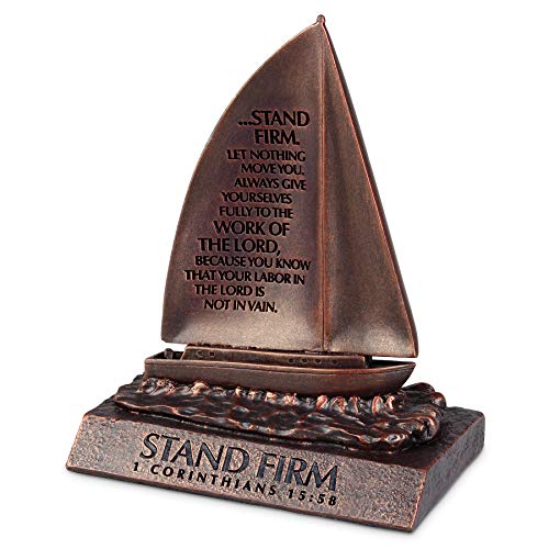 Lighthouse Christian Products Stand Firm Bronzelike Finish 4.5 X 5.25 Cast Stone Mounted Sculpture #TOP28