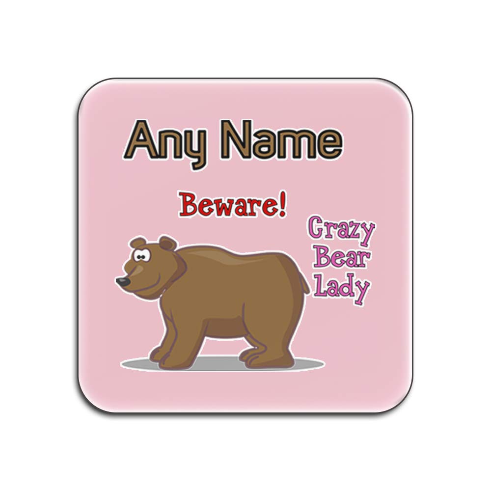 Sous-verres Crazy Bear Lady carrés lot de 4 protège-table blancs et roses