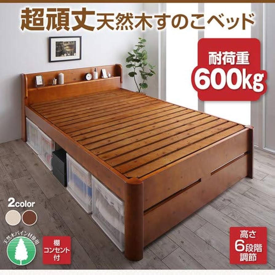 Amazon｜ナチュラル 耐荷重600kg ベッドフレームのみ セミダブル