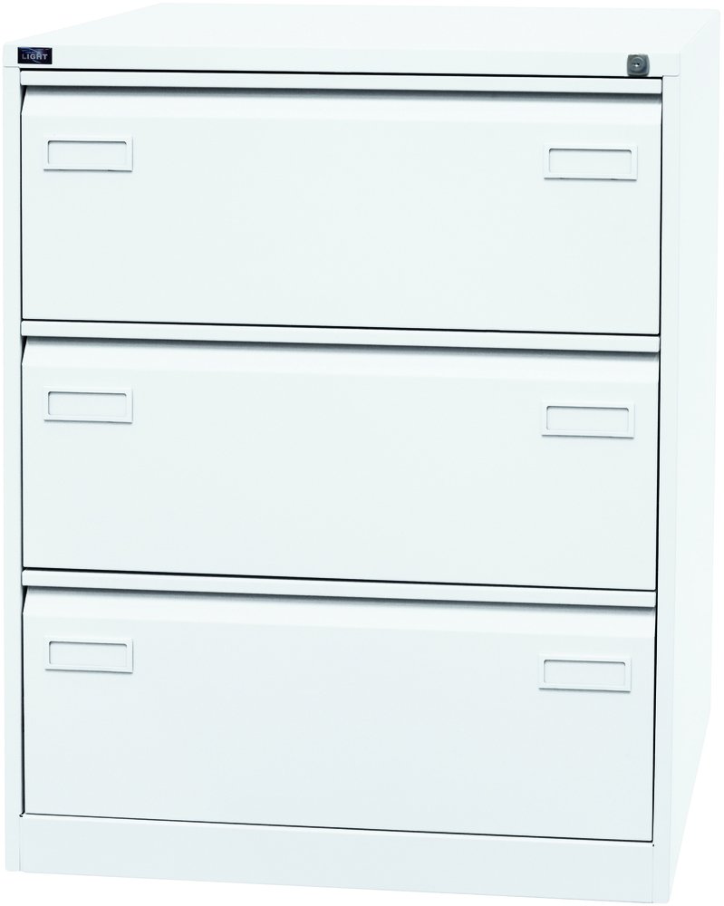 Bisley LIGHT Hängeregistraturschrank, doppelbahnig, DIN A4, 3 HR-Schubladen, Metall, 696 Verkehrsweiß, 62.2 x 80 x 101.6 cm