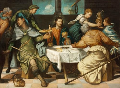 Toile Jacopo Robusti Tintoretto La Cène à Emmaüs poster mural vintage 60x90cm