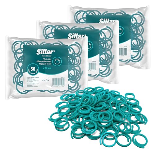 Sillar Pflanzenring groß Ø3 cm | Rankhilfe für Tomaten, Gurken, Rosen | Pflanzenhalter Clip für Rankstab, Rankgitter, Rankhilfe Gurke| Pflanzenringe, Rankhilfe Stab, Befestigung, Kletterpflanzen