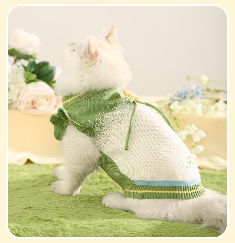 Suéter vestido flores para perro pequeño verde XS miniatura 5