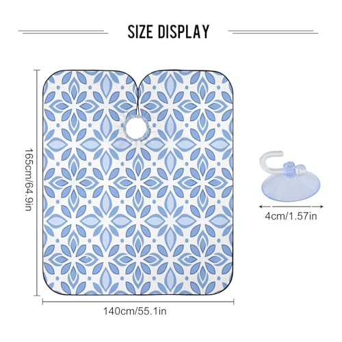 Capa impermeable profesional para corte de cabello azul floral miniatura 3