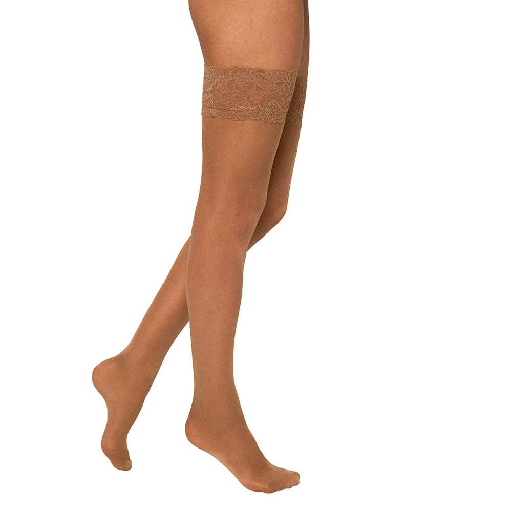 YSABEL MORA - Medias con Liga de Blonda, Compresión 40 Den, Ideal para Uso Diario, Suave y Cómoda, Diseño Elegante, Perfecta para Vestidos y Faldas, Calidad Duradera.