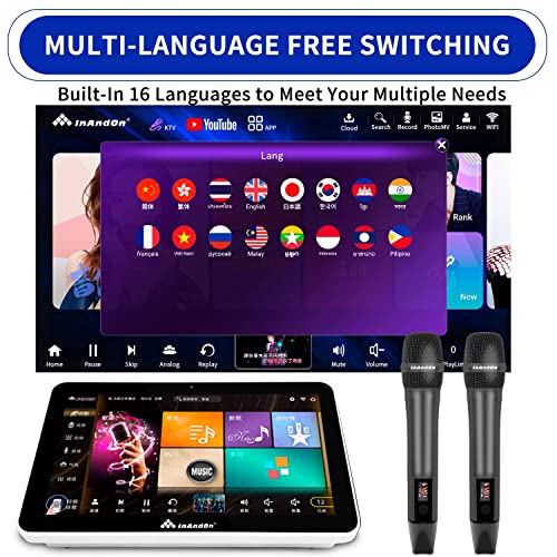 Inandon 2023 New Karaoke Machine,15.6 Touch Screen Phone App Control Free Cloud Download Songs All In One Karaoke System With Microphone Ktv Singing Chinese Karaoke Player For Home Party,2T,White #TOP5