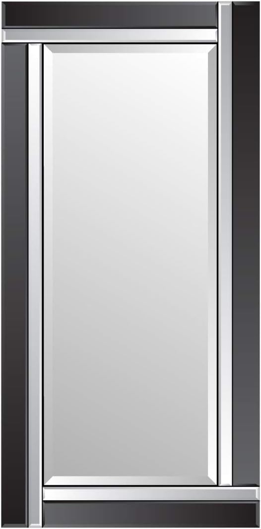– Large Bevelled Wall Mirror, Black/Silver, 174 x 85 cm