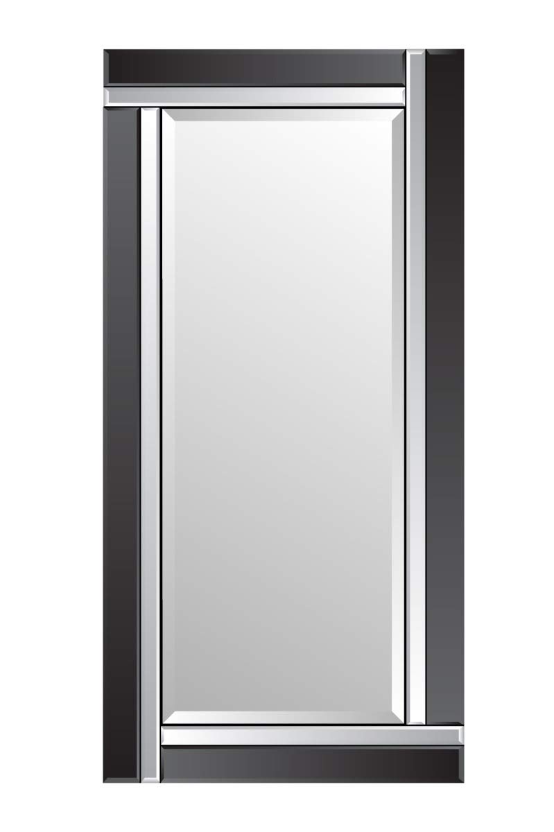 – Large Bevelled Wall Mirror, Black/Silver, 174 x 85 cm