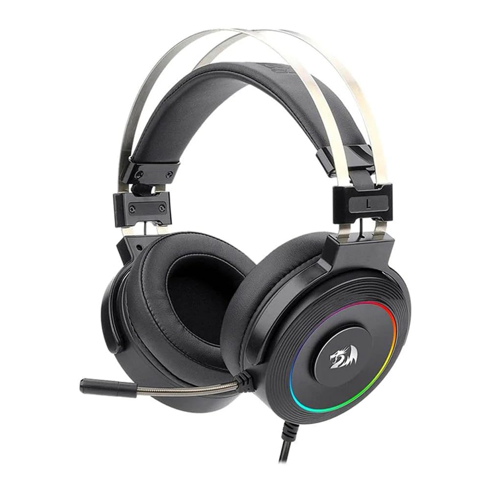Headset Gamer Redragon Lamia RGB Preto USB Com Microfone e Suporte