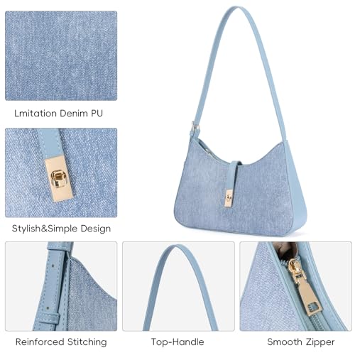 Image of CLUCI Denim Purses for Women, Shoulder Bag, Handbag Hobo Bags Vegan Leather Crossbody Purse with Adjustable Strap