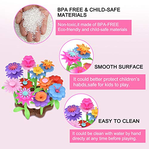 Flower Garden Building Toys for Girls 3 4 5 6 Year Old, 146Pcs Educational Preschool Activities Toy Gardening Birthday Gifts,Indoor Outdoor Stacking Game Pretend Playset for Toddler Kids and Children