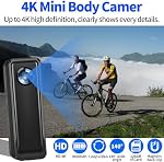Body Camera 128GB, 4K 30FPS Action Camcorder, Hands Free Sports Camera with Magnetic Back Clip, Mini Body Cam POV Records with Audio and Video Recording for Traveling Cycling Vlogging