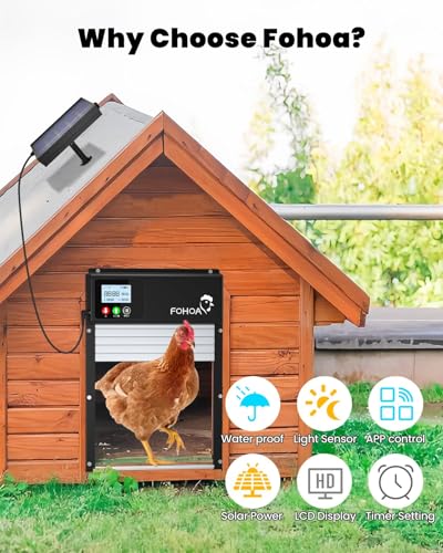 Porta de galinheiro automática WiFi atualizada 3 em 1 alimentada por energia solar, abridor de porta