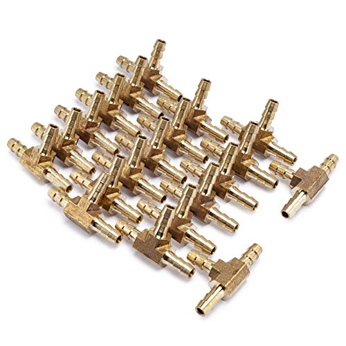 Review Product LTWFITTING Brass Barb Tee Fitting 1/4-Inch ID Hose for Water Fuel Boat(Pack of 20)