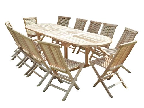 Confort & Loisirs Salon de Jardin en Teck HENUA 12 chaises Cover