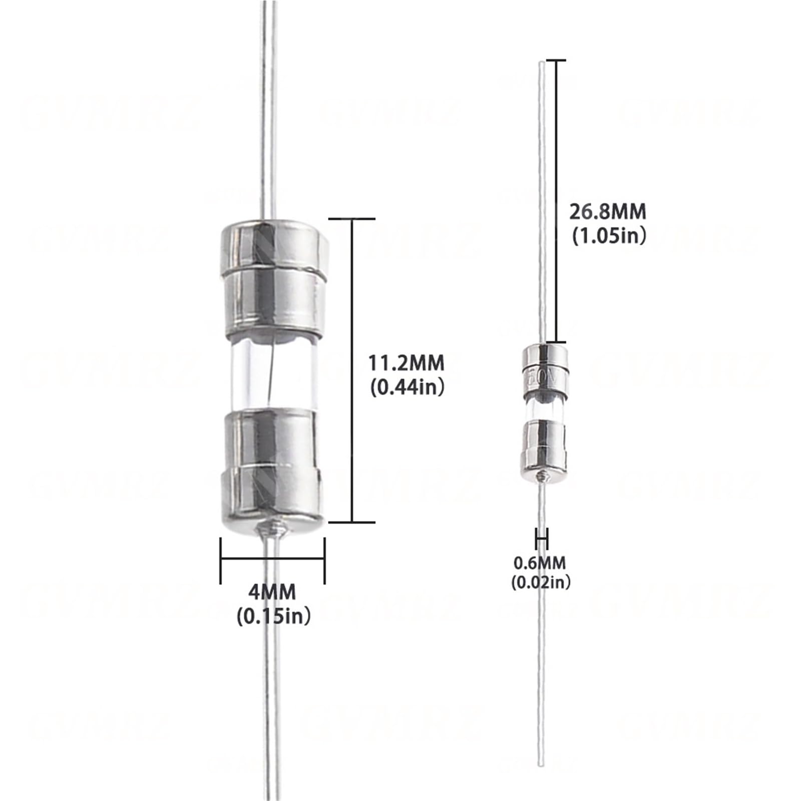 100 Teile/los 3,6x10mm Glassicherung Mit Führt Axial Bedrahtet Rohr 6.3A 10A AMP(Slow-T,6.3A)
