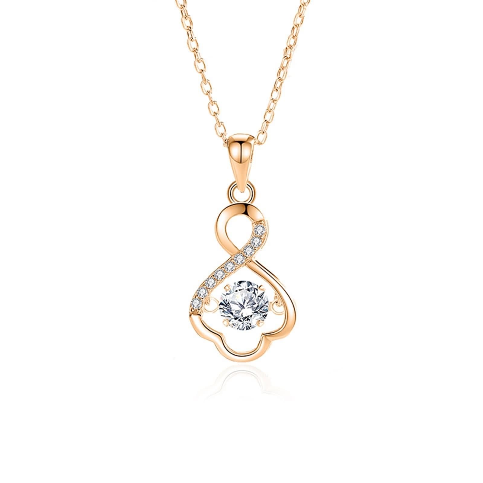Collar infinito de oro blanco de 9K/14K/18K con colgante de moissanita para mujer, 45 cm