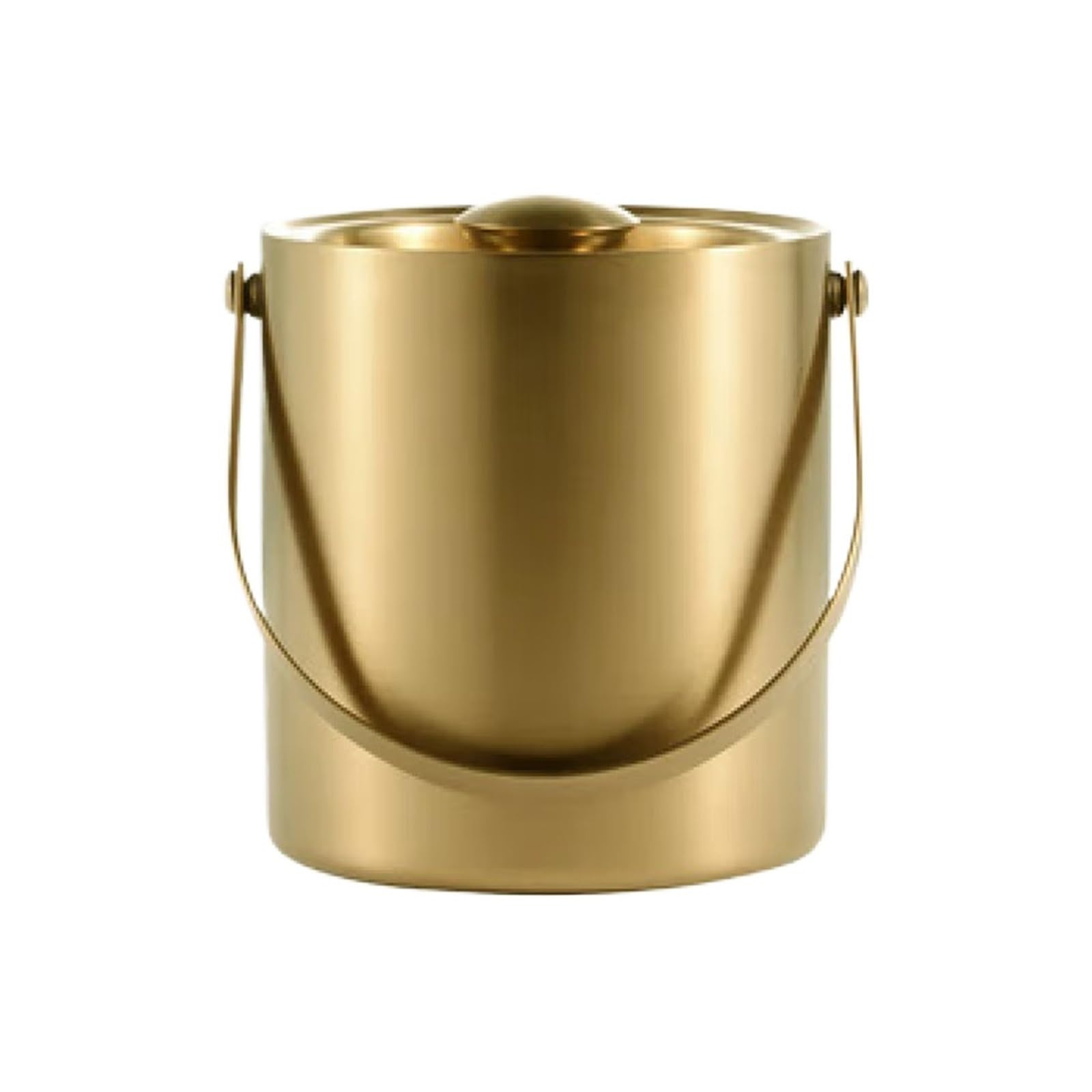 Ice Bucket Metal Ice Buckets Double Wall Bucket with Lid and Comfortable Handle, Stainless Steel Insulated, Home Bar Accessories, Golden，2L Bar cool Ice Bucket