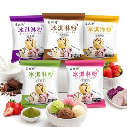 Kit crème glacée DIY onctueuse sans machine avec 5 saveurs en paquets de 30g
