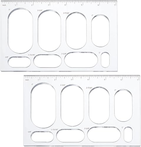PH PandaHall 2 plantillas de plantilla de enrutador, plantillas acrílicas, regla de escala de dibujo, herramienta de medición de geometría ovalada,