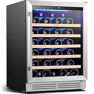 Yeego Wine Fridge 24 inch – 47 Bottles 40-65℉ Touch Control, Built-In/Under Counter/Freestanding Wine Cooler Refrigerator with Glass Door, Perfect for Bar, Home, Kitchen Cabinet, Office