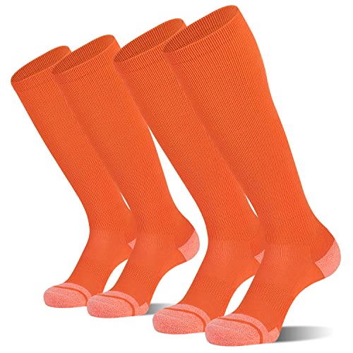 CS CELERSPORT 2 Pack Baseball Softball Soccer Socks Knee High Sports Tube Socks for Youth Men and Women Medium Orange