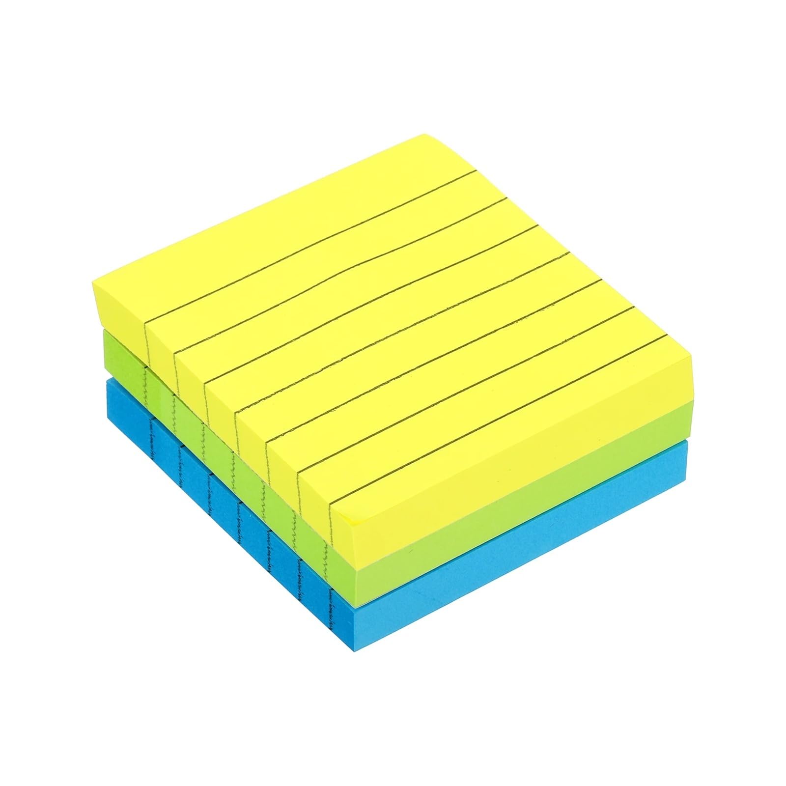3/6 Stück fluoreszierende, linierte Haftnotizblöcke mit selbstklebenden Seiten, Planer-Aufkleber, Notizblock, bunte Memo-Karten, 100 Blatt/Stück(Orange 3x5Inch 6Pcs)