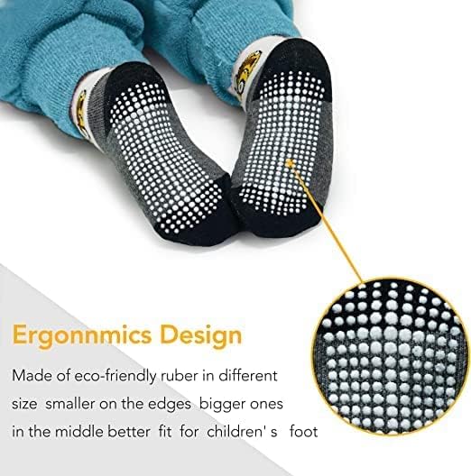 Image of Non Slip Kids Toddler Socks with Grip, Assorted Prints, Socks for Babies to Toddlers, Anti Skid Socks, Crawling Socks with Grippers (colors and designs as per availibility)
