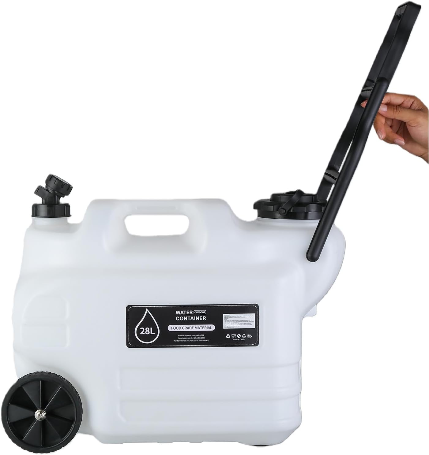 7.4 Gallon (28L) Water Container with Spigot & Wheels - Heavy-Duty Portable Water Tank for Emergency Storage, Camping, Outdoor Hiking, Picnic & RV Supplies, Leakproof Multi-Function Water Jug
