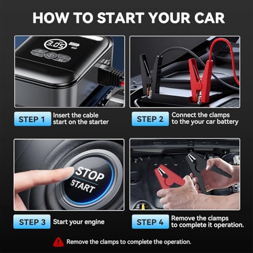 Arrancador de bateria para coche con compresor de aire y pantalla LCD 7