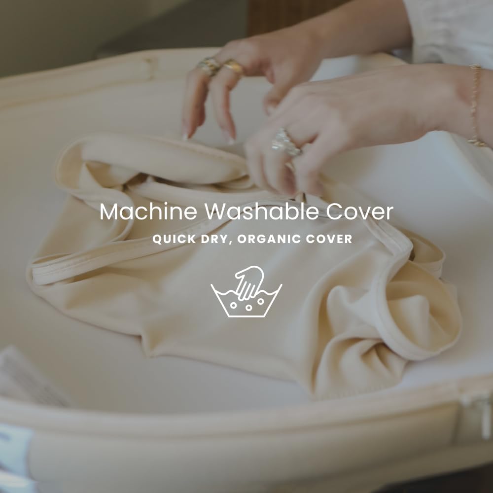 Snuggle Me® Baby Lounger Curve (0-6 Months) - Premium Organic Cotton with Foam Core, Machine-Washable Cover, Buttery-Soft & Breathable Infant Lounger with Travel Bag (30 in x 20 in x 1.9 in) - Natural - Image 9